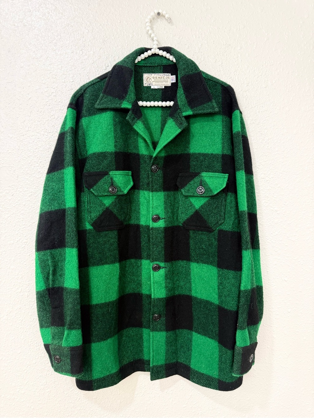 Vintage Bemidji Woolen Mills Shirt Jacket Mens Large Tall Buffalo Plaid Wool